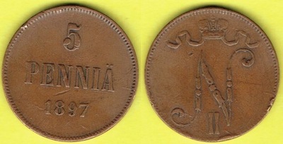 5 PENNIA 1897 r. OKUPACJA FINLANDII