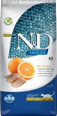 FARMINA N&D GF OCEAN ADULT CAT NEUTERED HERRING ORANGE 5KG + GRATIS