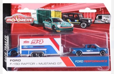 Majorette Race Trailer - Ford F-150 Raptor + Ford Mustang GT