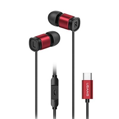 USAMS Słuchawki EP-46 USB-C czerwony/red 1,2m