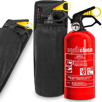 EXTINGUIDOR DE AUTOMÓVIL DE POLVO 1KG CON MANOMETREM + FORRO SOPORTE AL RZEP  