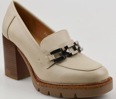 Loafersy Beżowe Licowe Vinceza 58258 r.37