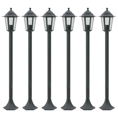 vidaXL Lampy ogrodowe, 110 cm, E27, aluminium, ciemnozielone, 6 szt., 44214