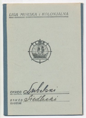 Legitymacja Liga Morska i Kolonialna, Siedlce 1938 r. (25)