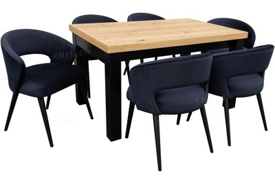 stół 160x90 rozkładany do 360cm 8 nóg GOLIAT fornir + krzesła