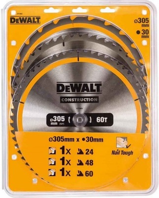 Piła tarczowa DeWalt 3 tarcze CONSTRUCTION 305x30x3.0mm T24/48/60