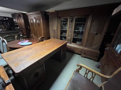 Gabinet biblioteka biurko na lwich łapach ANTYKI Domański