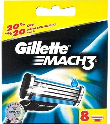 Gillette Mach3 Ostrza Wkłady Oryginalne 8 Sztuk DE