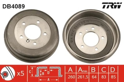 BEBEN HAM.DB 307,308,309 77- PARTE TRASERA /230X64 DB4089 TRW DB4089  