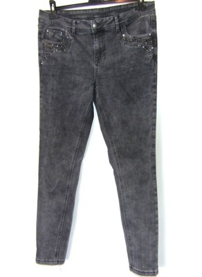 spodnie damskie jeansy szare plus size 42/44