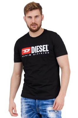 DIESEL Czarny t-shirt męski z wyszywanym logo r XL