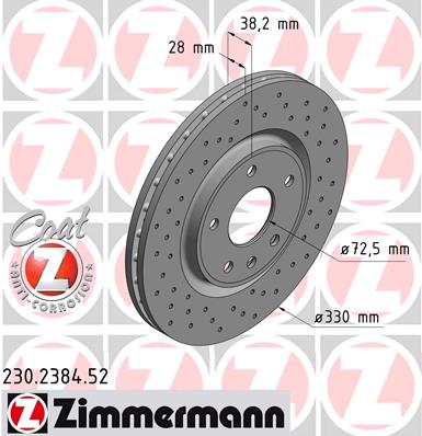 WIERCONE ZIMMERMANN SPORT PACIFICA FREEMONT 330MM DISCOS PARTE DELANTERA 230.2384.52  