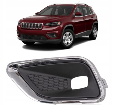 Рамка решётка противотуманной фары левая jeep cherokee kl 2019-2023 lift хром решётка радиатора фото №1