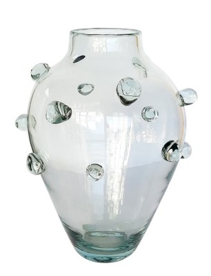 Szklany bezbarwny wazon z klipsami, hand made