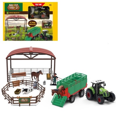 Zestaw Farma Traktor na baterie z przyczepą zwierzęta