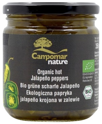 PAPRYKA JALAPENO ZIELONA KROJONA W ZALEWIE BIO 350 g (130 g) - CAMPOMAR NAT