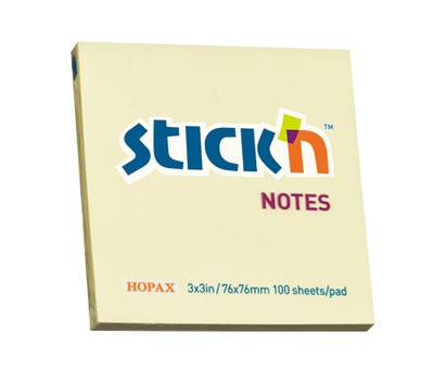 NOTES samoprzylepny KOSTKA BIUROWA 76x76 mm ŻÓŁTY Stick`n KARTECZKI klejone