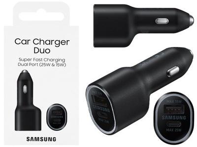 ORYGINLANA ŁADOWARKA SAMOCHODOWA SAMSUNG FAST CHARGE 15W/25W I USB-A/USB-C