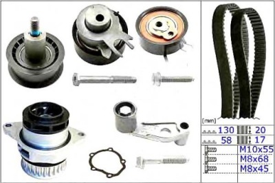 Ina 530 0089 30 насос водяная + набор ремень распределительного вала фото №1