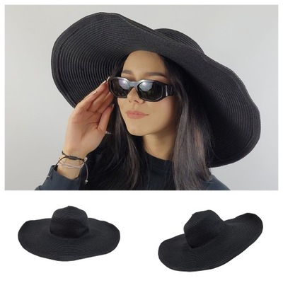 NA-KD Kapelusz Oversize Straw Hat Słomkowy Czarny