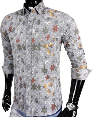 Koszula męska bawełniana szara wzory EN304 r. M