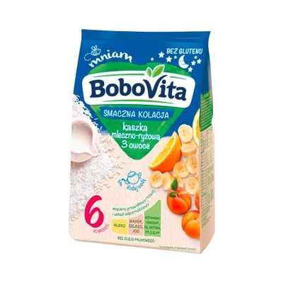 BoboVita Kaszka mleczno- ryżowa 3 owoce - 230g