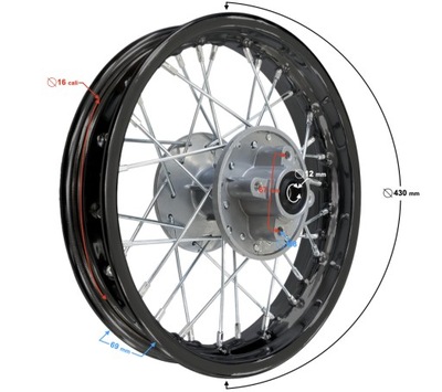 LLANTA PARTE TRASERA 16X1,85 ( DISTANCIA 67MM) DIRT BIKE  