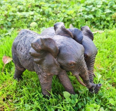 ZWIERZĘTA AFRYKI RZEŹBA Słoń Bliźniaki Słonie