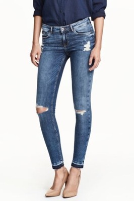 spodnie Skinny przetarcia Jeans H&M 30/32 K42