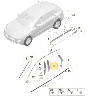 ЗАЩИТА СТОЙКИ B ПРАВОЕ ЗАД PORSCHE MACAN 95B853352