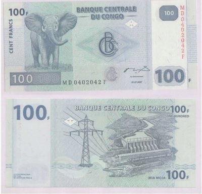 Banknot 100 Franków 2013 Kongo UNC