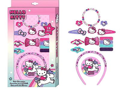 ZESTAW AKCESORIÓW DO WŁOSÓW HELLO KITTY 14 ELEMENTÓW HK50103