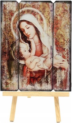 MAJK Ikona religijna MADONNA Z DZIECIĄTKIEM 25 x 32 cm Duża