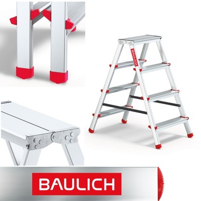 Drabina domowa aluminiowa dwustronna 2x4 stopni BAULICH produkt POLSKI
