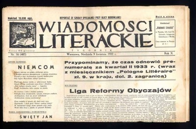Wiadomości Literackie nr 16 487 9 kwietnia 1933