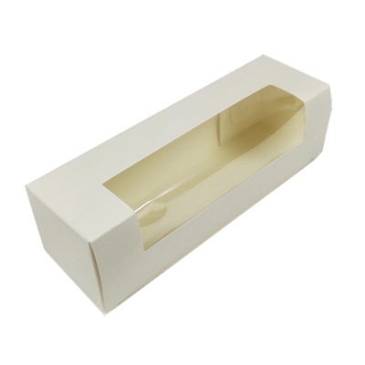 Pudełko na makaroniki z oknem - białe, 16 cm