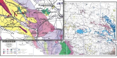 Stara Mapa 43 Górny Śląsk mapa geologiczna poglądowa Śląska Gurich 1890
