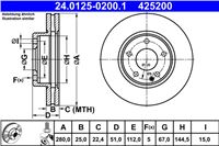 ATE ДИСК ГАЛЬМІВНИЙ ПЕРЕДНЯ 280X25 V MERCEDES A W176 12-/B W246/