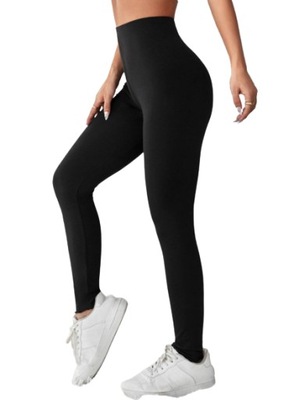 SHEIN LEGGINSY DLA NISKICH CZARNE DŁUGIE L V9A