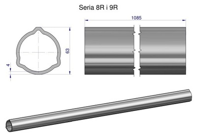 Rura zewnętrzna Seria 8R i 9R do wału 1210 przegubowo-teleskopowego 63x4 mm