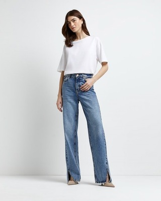 RIVER ISLAND SPODNIE JEANSOWE Z ROZCIĘCIAMI M