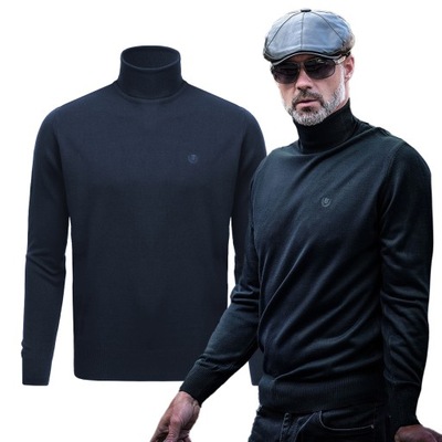 Klasyczny GOLF sweter męski elegancki gładki GRANATOWY M