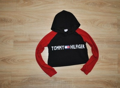 TOMMY HILFIGER świetna krótka bluza LOGO r. XS BDB