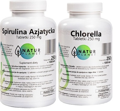 Spirulina + Chlorella ALGI Zestaw 2000 tabletek