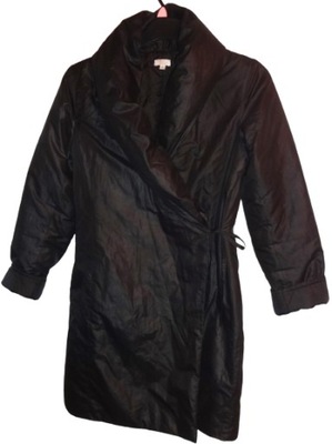Płaszcz Solar 36 czarny pikowany prosty wiązany