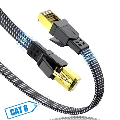 Cat 8 kabel LAN 1,5 m, 40 Gbps, kabel sieciowy o dużej prędkości 2000 MHz S