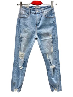 SPODNIE RURKI JEANS JEANSOWE PRZETARCIA DZIURY*L