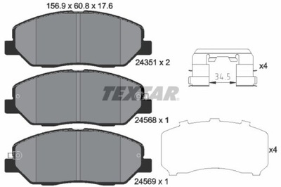 ZAPATAS DE FRENADO HYUNDAI PARTE DELANTERA SANTA FE 06-/SORENTO 09-/SSANGYONG 10- 24351  