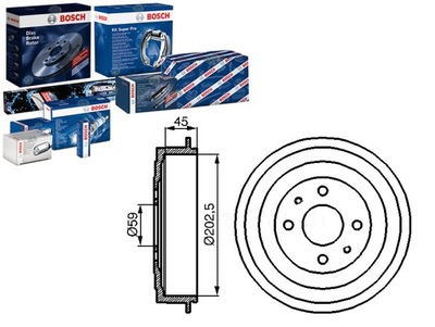 Bosch тормозные барабаны тормозные alfa romeo 145 146 fiat brav фото №1