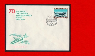 3010 FDC k1 1988 Odzys.niep.w1 PZL 60lat